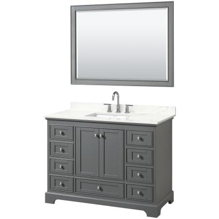 A large image of the Wyndham Collection WCS202048S-QTZ-US3M46 Dark Gray / Giotto Quartz Top / Polished Chrome Hardware