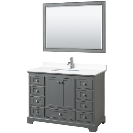 A large image of the Wyndham Collection WCS202048S-VCA-M46 Dark Gray / White Cultured Marble Top / Polished Chrome Hardware