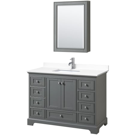 A large image of the Wyndham Collection WCS202048S-VCA-MED Dark Gray / White Cultured Marble Top / Polished Chrome Hardware