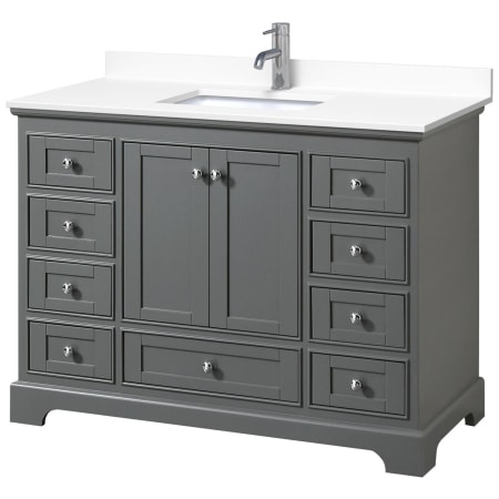 A large image of the Wyndham Collection WCS202048S-VCA-MXX Dark Gray / White Cultured Marble Top / Polished Chrome Hardware