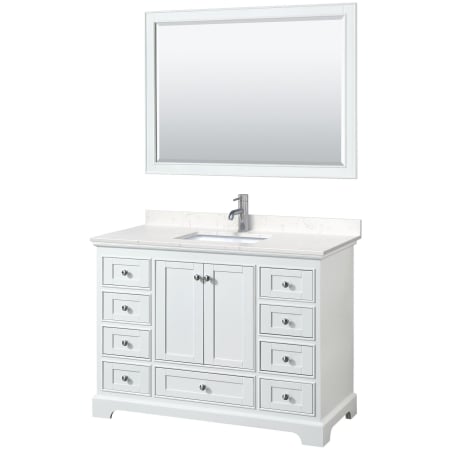 A large image of the Wyndham Collection WCS202048S-VCA-M46 White / Carrara Cultured Marble Top / Polished Chrome Hardware