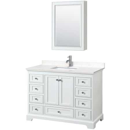 A large image of the Wyndham Collection WCS202048S-VCA-MED White / Carrara Cultured Marble Top / Polished Chrome Hardware