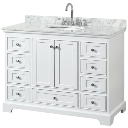 A large image of the Wyndham Collection WCS202048SCMUNOMXX White / White Carrara Marble Top / Polished Chrome Hardware