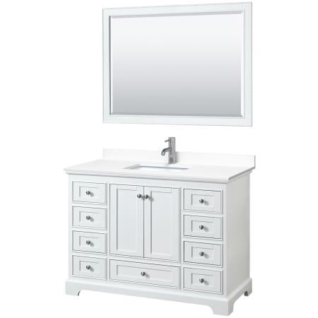 A large image of the Wyndham Collection WCS202048S-VCA-M46 White / White Cultured Marble Top / Polished Chrome Hardware