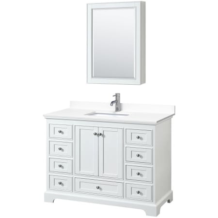 A large image of the Wyndham Collection WCS202048S-VCA-MED White / White Cultured Marble Top / Polished Chrome Hardware