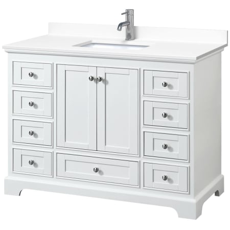 A large image of the Wyndham Collection WCS202048S-VCA-MXX White / White Cultured Marble Top / Polished Chrome Hardware