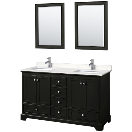 A large image of the Wyndham Collection WCS202060D-VCA-M24 Dark Espresso / Carrara Cultured Marble Top / Polished Chrome Hardware