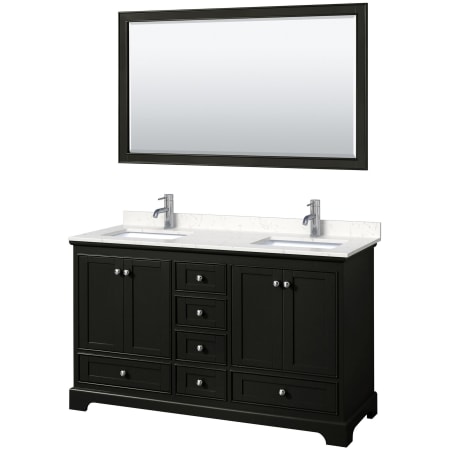 A large image of the Wyndham Collection WCS202060D-VCA-M58 Dark Espresso / Carrara Cultured Marble Top / Polished Chrome Hardware