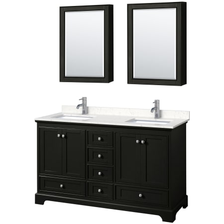 A large image of the Wyndham Collection WCS202060D-VCA-MED Dark Espresso / Carrara Cultured Marble Top / Polished Chrome Hardware