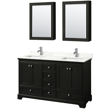 A large image of the Wyndham Collection WCS202060D-QTZ-UNSMED Dark Espresso / Giotto Quartz Top / Polished Chrome Hardware