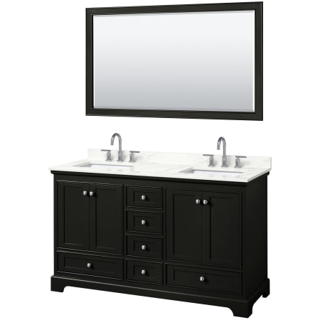 A large image of the Wyndham Collection WCS202060D-QTZ-US3M58 Dark Espresso / Giotto Quartz Top / Polished Chrome Hardware