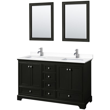 A large image of the Wyndham Collection WCS202060D-VCA-M24 Dark Espresso / White Cultured Marble Top / Polished Chrome Hardware