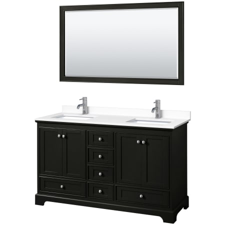 A large image of the Wyndham Collection WCS202060D-VCA-M58 Dark Espresso / White Cultured Marble Top / Polished Chrome Hardware