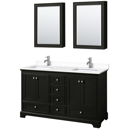 A large image of the Wyndham Collection WCS202060D-VCA-MED Dark Espresso / White Cultured Marble Top / Polished Chrome Hardware