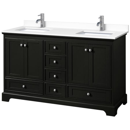 A large image of the Wyndham Collection WCS202060D-VCA-MXX Dark Espresso / White Cultured Marble Top / Polished Chrome Hardware