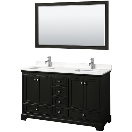 A large image of the Wyndham Collection WCS202060D-QTZ-UNSM58 Dark Espresso / White Quartz Top / Polished Chrome Hardware