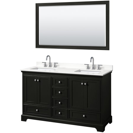 A large image of the Wyndham Collection WCS202060D-QTZ-US3M58 Dark Espresso / White Quartz Top / Polished Chrome Hardware