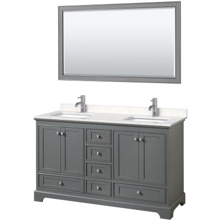A large image of the Wyndham Collection WCS202060D-VCA-M58 Dark Gray / Carrara Cultured Marble Top / Polished Chrome Hardware