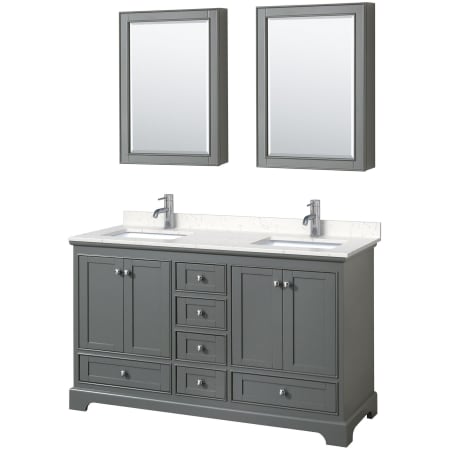 A large image of the Wyndham Collection WCS202060D-VCA-MED Dark Gray / Carrara Cultured Marble Top / Polished Chrome Hardware