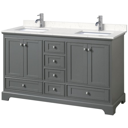 A large image of the Wyndham Collection WCS202060D-VCA-MXX Dark Gray / Carrara Cultured Marble Top / Polished Chrome Hardware