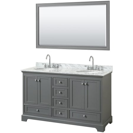 A large image of the Wyndham Collection WCS202060DCMUNOM58 Dark Gray / White Carrara Marble Top / Polished Chrome Hardware