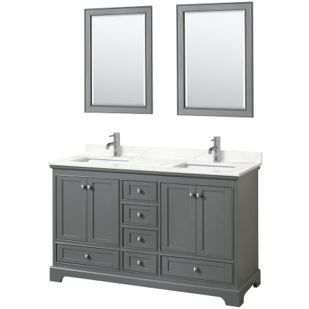 A large image of the Wyndham Collection WCS202060D-QTZ-UNSM24 Dark Gray / Giotto Quartz Top / Polished Chrome Hardware