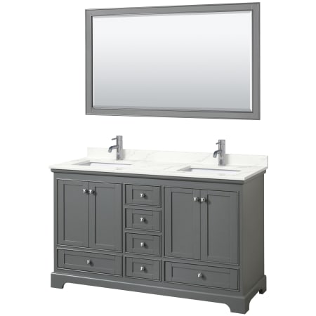 A large image of the Wyndham Collection WCS202060D-QTZ-UNSM58 Dark Gray / Giotto Quartz Top / Polished Chrome Hardware