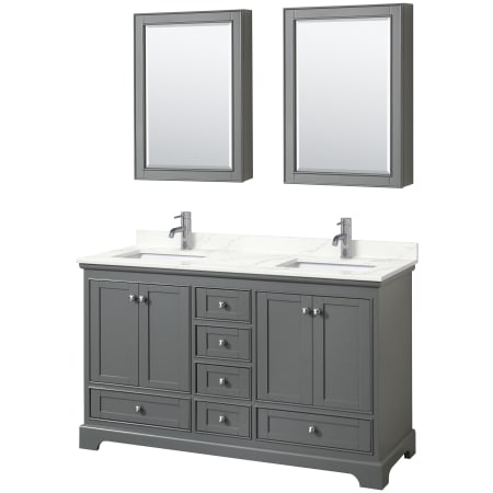 A large image of the Wyndham Collection WCS202060D-QTZ-UNSMED Dark Gray / Giotto Quartz Top / Polished Chrome Hardware