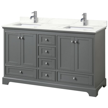 A large image of the Wyndham Collection WCS202060D-QTZ-UNSMXX Dark Gray / Giotto Quartz Top / Polished Chrome Hardware