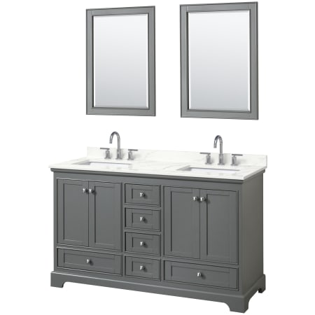 A large image of the Wyndham Collection WCS202060D-QTZ-US3M24 Dark Gray / Giotto Quartz Top / Polished Chrome Hardware