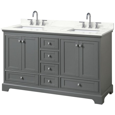 A large image of the Wyndham Collection WCS202060D-QTZ-US3MXX Dark Gray / Giotto Quartz Top / Polished Chrome Hardware