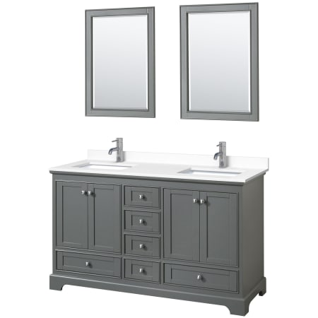 A large image of the Wyndham Collection WCS202060D-VCA-M24 Dark Gray / White Cultured Marble Top / Polished Chrome Hardware