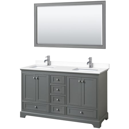 A large image of the Wyndham Collection WCS202060D-VCA-M58 Dark Gray / White Cultured Marble Top / Polished Chrome Hardware
