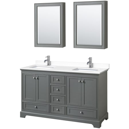 A large image of the Wyndham Collection WCS202060D-VCA-MED Dark Gray / White Cultured Marble Top / Polished Chrome Hardware