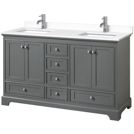 A large image of the Wyndham Collection WCS202060D-VCA-MXX Dark Gray / White Cultured Marble Top / Polished Chrome Hardware