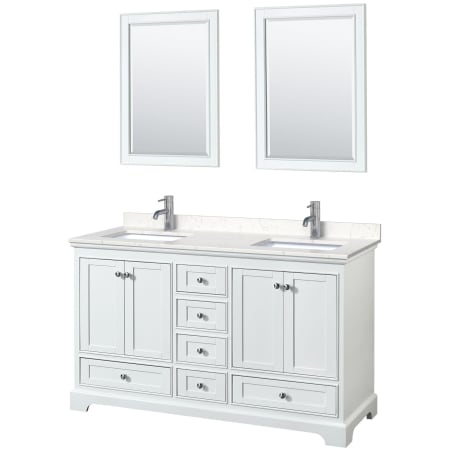 A large image of the Wyndham Collection WCS202060D-VCA-M24 White / Carrara Cultured Marble Top / Polished Chrome Hardware