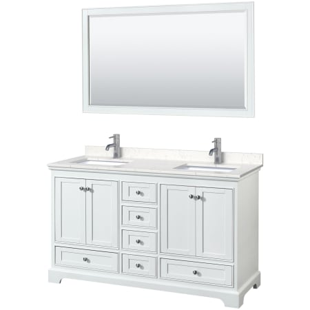A large image of the Wyndham Collection WCS202060D-VCA-M58 White / Carrara Cultured Marble Top / Polished Chrome Hardware