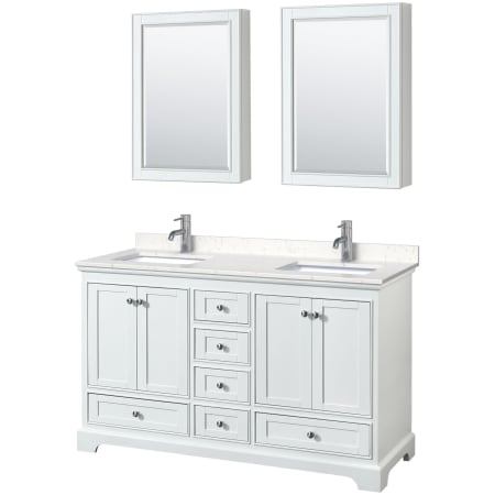 A large image of the Wyndham Collection WCS202060D-VCA-MED White / Carrara Cultured Marble Top / Polished Chrome Hardware