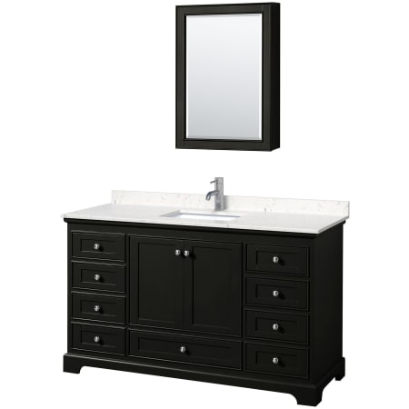A large image of the Wyndham Collection WCS202060S-VCA-MED Dark Espresso / Carrara Cultured Marble Top / Polished Chrome Hardware