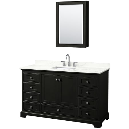 A large image of the Wyndham Collection WCS202060S-QTZ-US3MED Dark Espresso / Giotto Quartz Top / Polished Chrome Hardware