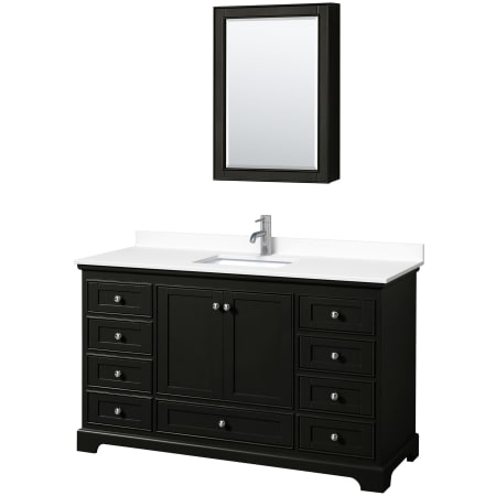 A large image of the Wyndham Collection WCS202060S-VCA-MED Dark Espresso / White Cultured Marble Top / Polished Chrome Hardware