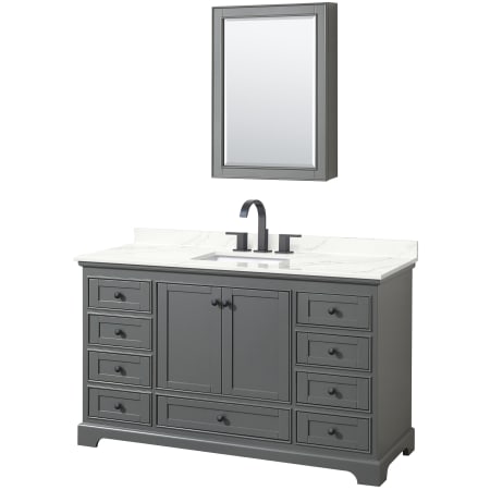 A large image of the Wyndham Collection WCS202060S-QTZ-US3MED Dark Gray / Giotto Quartz Top / Matte Black Hardware