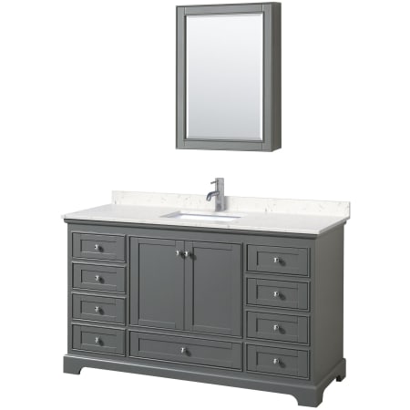 A large image of the Wyndham Collection WCS202060S-VCA-MED Dark Gray / Carrara Cultured Marble Top / Polished Chrome Hardware