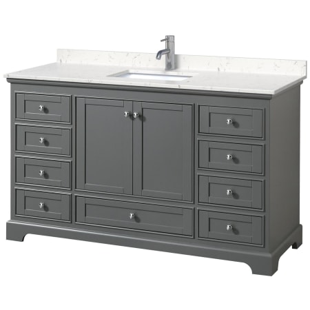 A large image of the Wyndham Collection WCS202060S-VCA-MXX Dark Gray / Carrara Cultured Marble Top / Polished Chrome Hardware