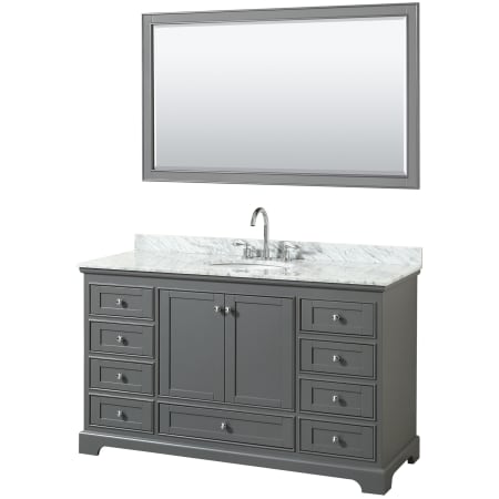 A large image of the Wyndham Collection WCS202060SCMUNOM58 Dark Gray / White Carrara Marble Top / Polished Chrome Hardware