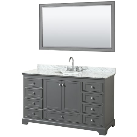 A large image of the Wyndham Collection WCS202060SCMUNSM58 Dark Gray / White Carrara Marble Top / Polished Chrome Hardware