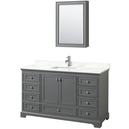 A large image of the Wyndham Collection WCS202060S-QTZ-UNSMED Dark Gray / Giotto Quartz Top / Polished Chrome Hardware