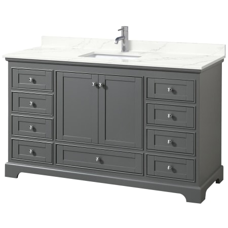A large image of the Wyndham Collection WCS202060S-QTZ-UNSMXX Dark Gray / Giotto Quartz Top / Polished Chrome Hardware