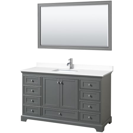 A large image of the Wyndham Collection WCS202060S-VCA-M58 Dark Gray / White Cultured Marble Top / Polished Chrome Hardware