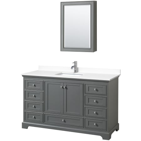 A large image of the Wyndham Collection WCS202060S-VCA-MED Dark Gray / White Cultured Marble Top / Polished Chrome Hardware